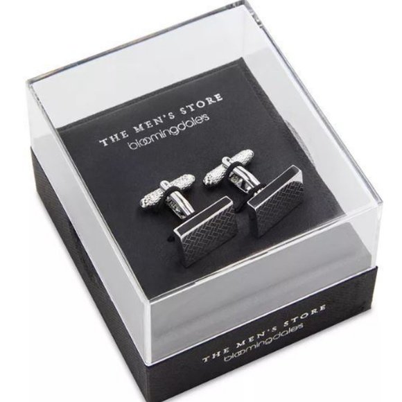 BLOOMINGDALES laser tile rectangular cufflinks mens store cuff links in gift box - Picture 1 of 4